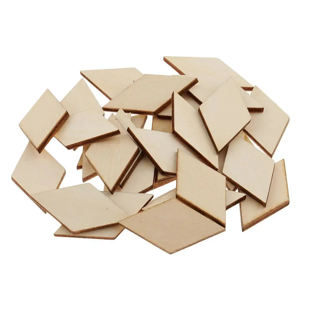 

4-5pack Unfinished Natural Rhombus Shapes Wood Sign Plaque Craft 30pcs 40x20mm