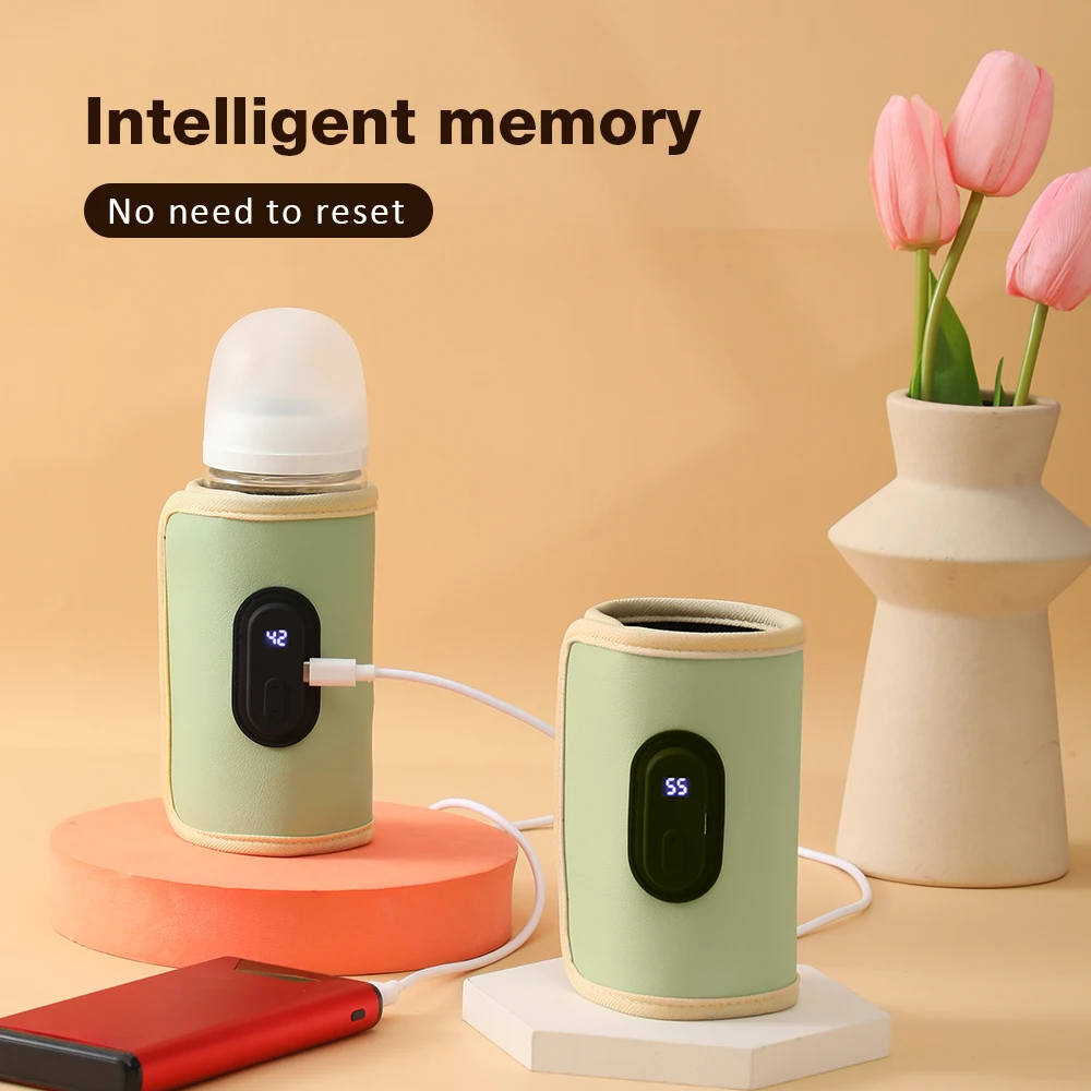 Baby Milk Warmer Baby Nursing Bottle Heater Water Bottle Heating Digital Display 20 Levels Temperature Control Outdoor Portable