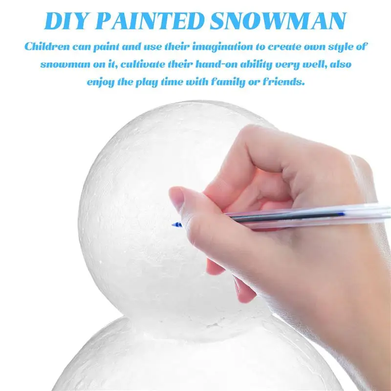New Design 20Pcs Polystyrene Snowman Polystyrene Craft Balls Making DIY Painting Foams Model DIY Snowman Model DIY Foams Models view 5