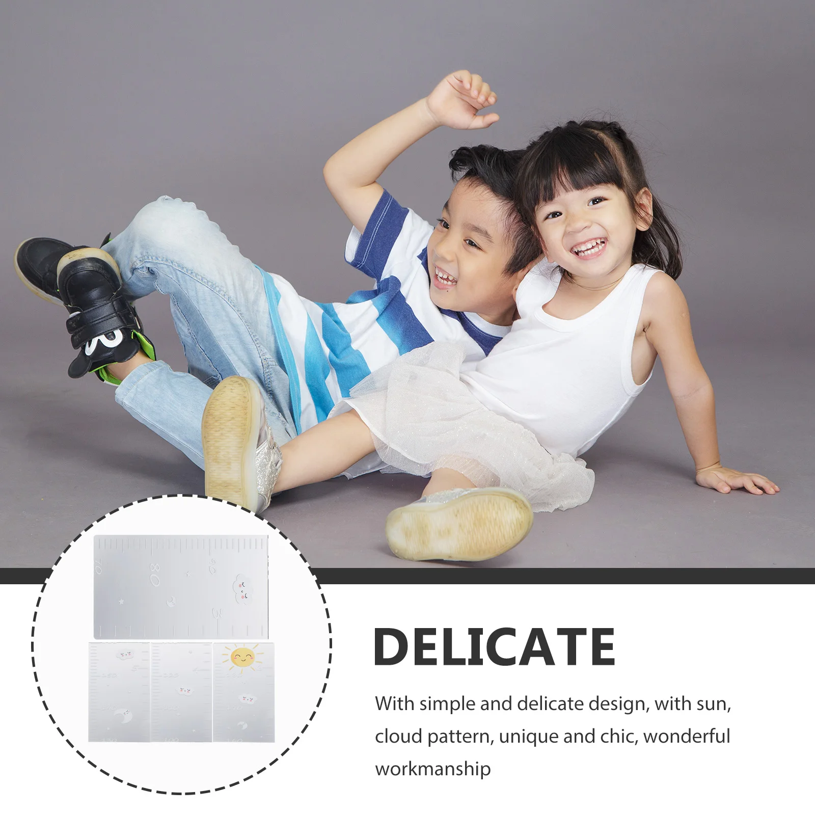 

1 Set Sun Cloud Mirror Height Wall Sticker Toddler Growth Chart Kids Room Decoration Measurement Adhesive Decal Nursery Bedroom