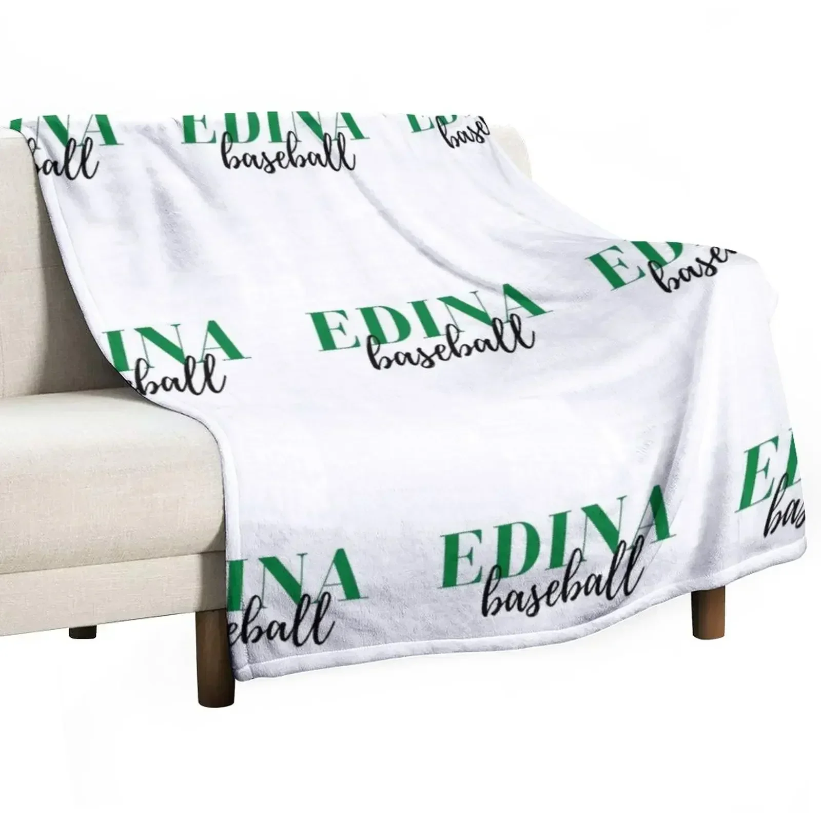 EDINA Baseball Green & Black Text Graphic Throw Blanket Soft Big Flannel Sleeping Bag Decorative Sofa Furrys Heavy Blankets