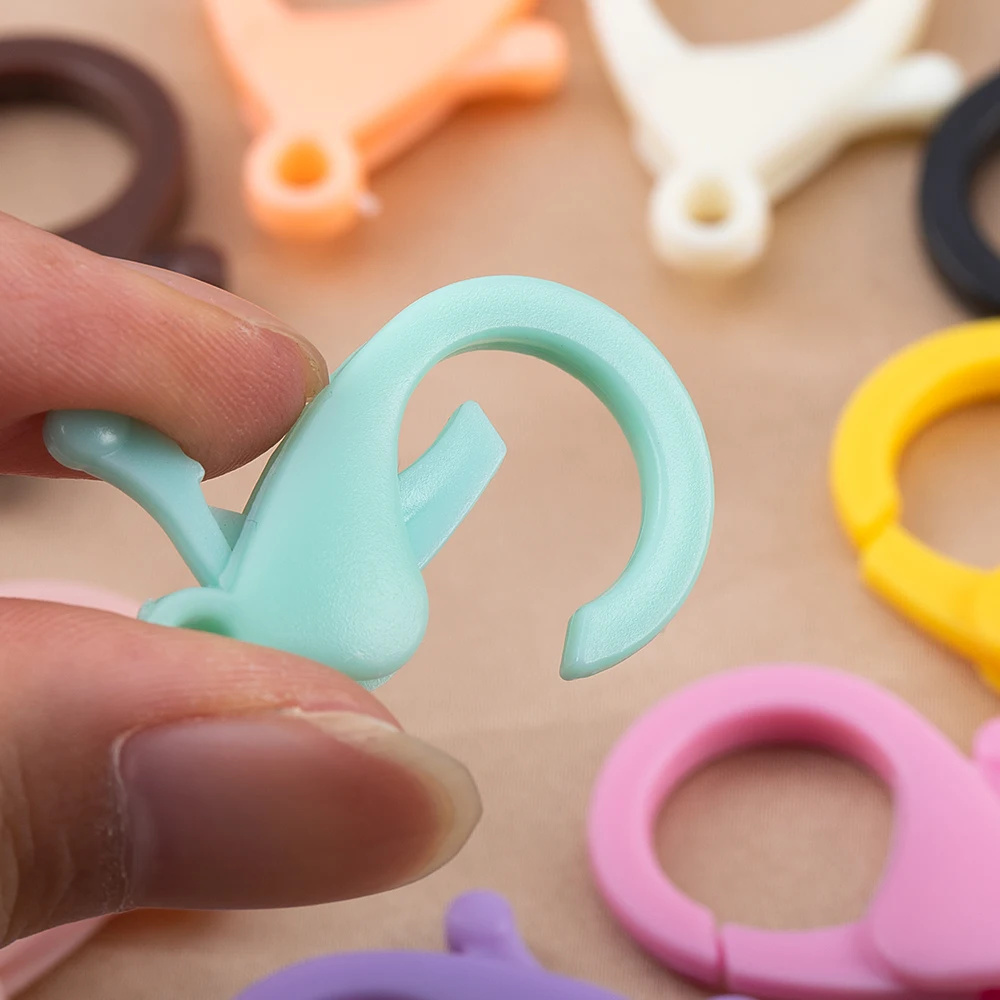 10pcs 3.5cm Plastic Colorful Big Lobster Clasps for DIY Necklaces Bracelets Plush Bag Charms Keychains Jewelry Making Hooks
