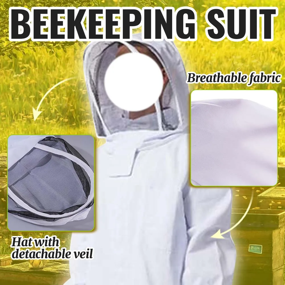 Professional Full Body Beekeeping Suit with Safety Veil & Gloves, Breathable Anti-StingBeekeeper Protective Clothing Unisex view 6
