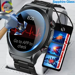 Reloj inteligente para hombre, dispositivo con pantalla táctil, ECG + PPG, control del ritmo cardíaco y del azúcar en sangre, 2024