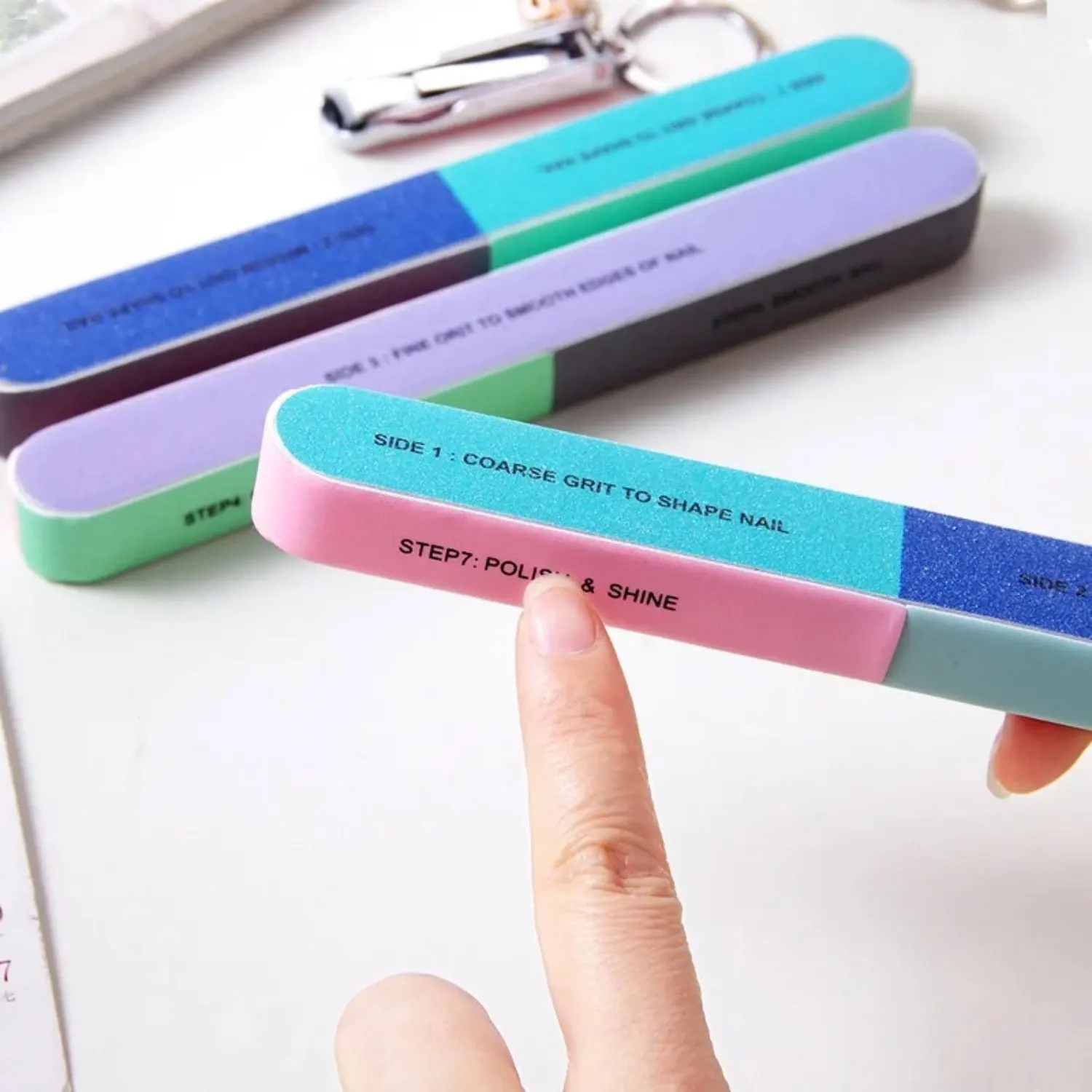 10Pcs Nail Buffer Block 7 Way Nail Files Professional Nail Care Tools Colorful Buffing Block Polisher Manicure Sanding Tool