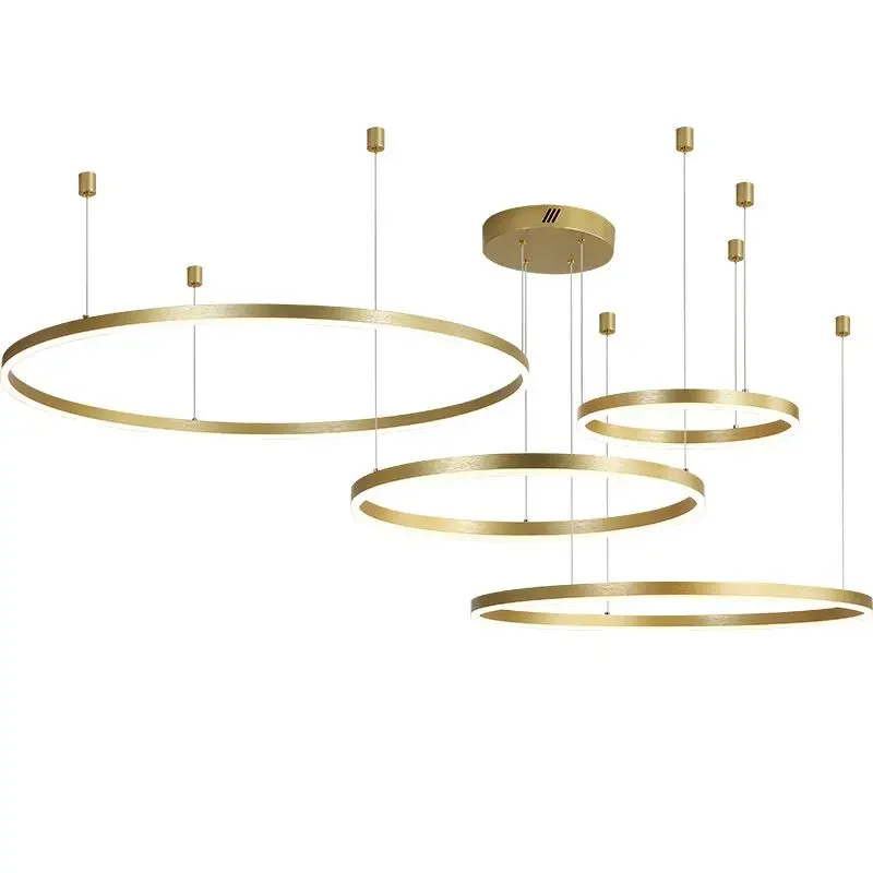 Imagem -06 - Moderno Led Chandelier Ring Light Circle Fixtures para Casa Living Lâmpada Pingente de Teto Ouro Preto Café Lâmpada Suspensa