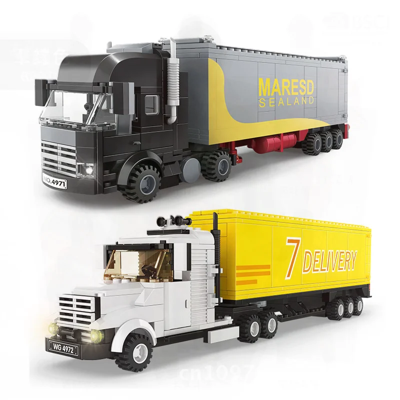 نموذج حاوية النقل الحضري محاكاة لودر أطفال بالريموت كنترول ألعاب مكعبات بناء الجسيمات الصغيرة المجمعة للأطفال