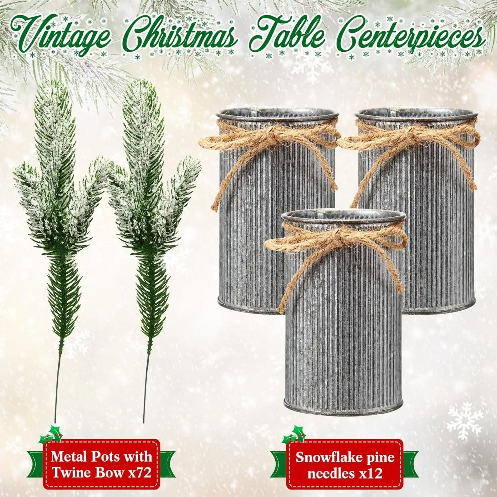 Composizioni floreali natalizie artificiali con vasi per centrotavola in stile fattoria, decorazioni natalizie rustiche