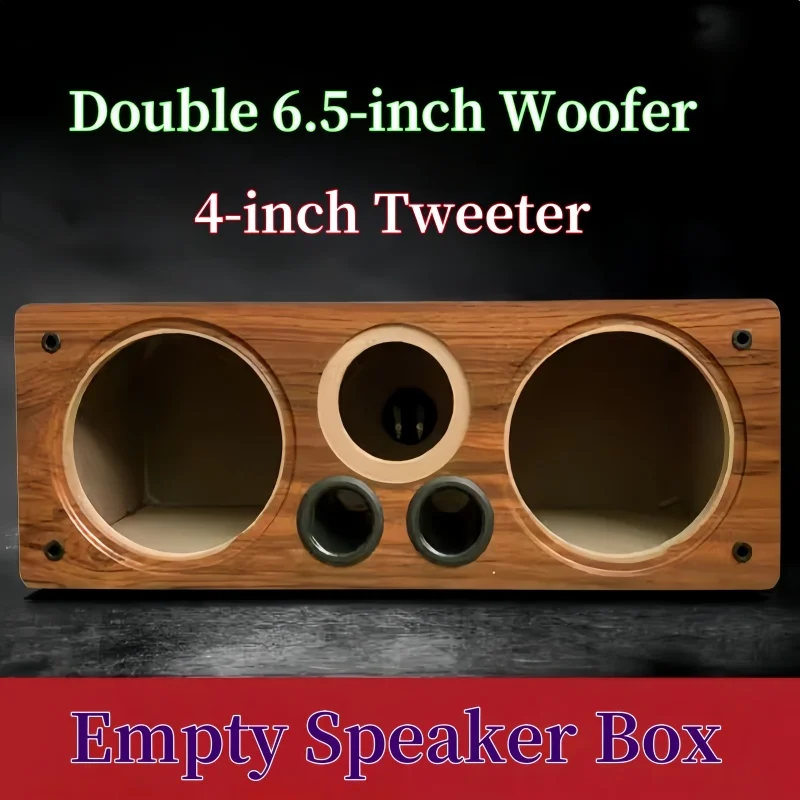 Double 6.5-inch Subwoofer 4-inch Tweeter Box,5.1 Center Speaker Empty Box Body,DIY Car/Home Woofer Housing,Wooden Bass Box