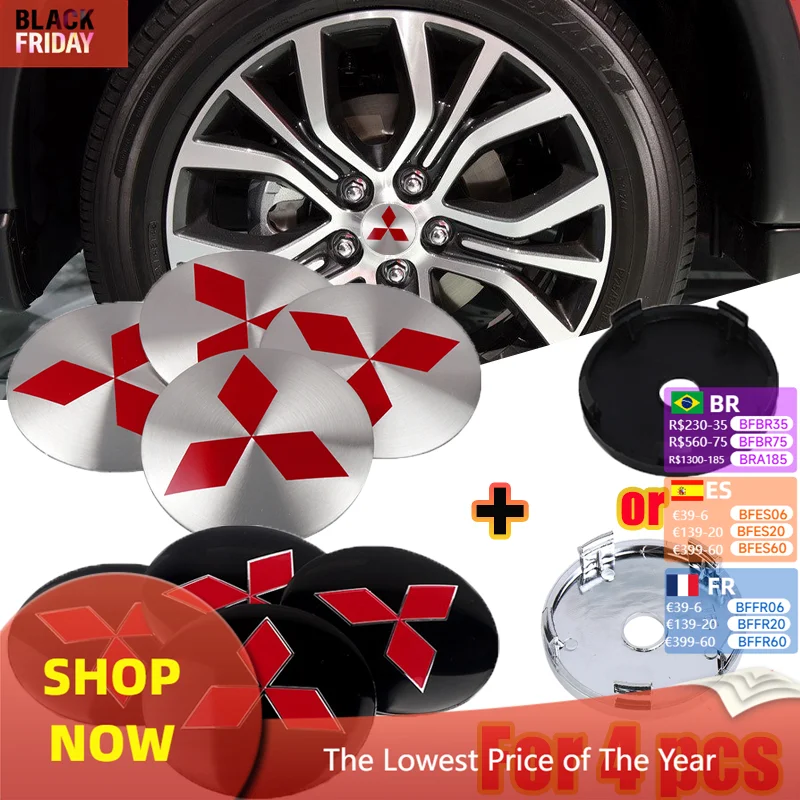 4pcs 56/60mm Car Wheel Center Cover Hub Cap Sticker For Mitsubishi Ralliart Evolution Lancer EX Outlander ASX Competition Galant