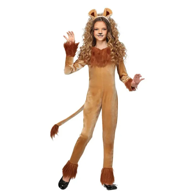 

Хэллоуин, карнавал, косплей, день, сценическое ТВ-шоу, детский женский свирепый лев, забавный костюм с животными, 5f 5ftu^