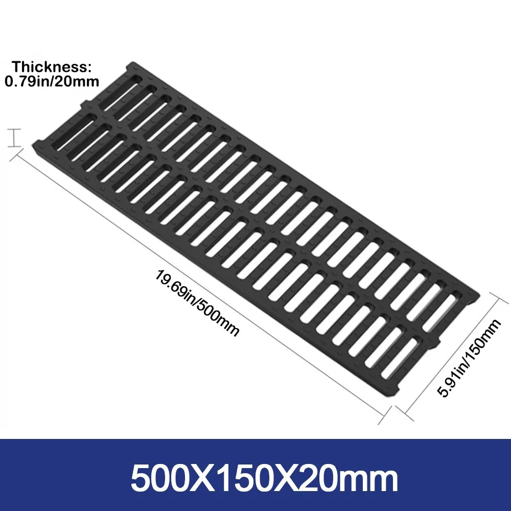 New High Strength Trench Cover Rectangular Resin Plastic Sewer Trench Plate Grid Black Sewage Ditch Drainage Basement