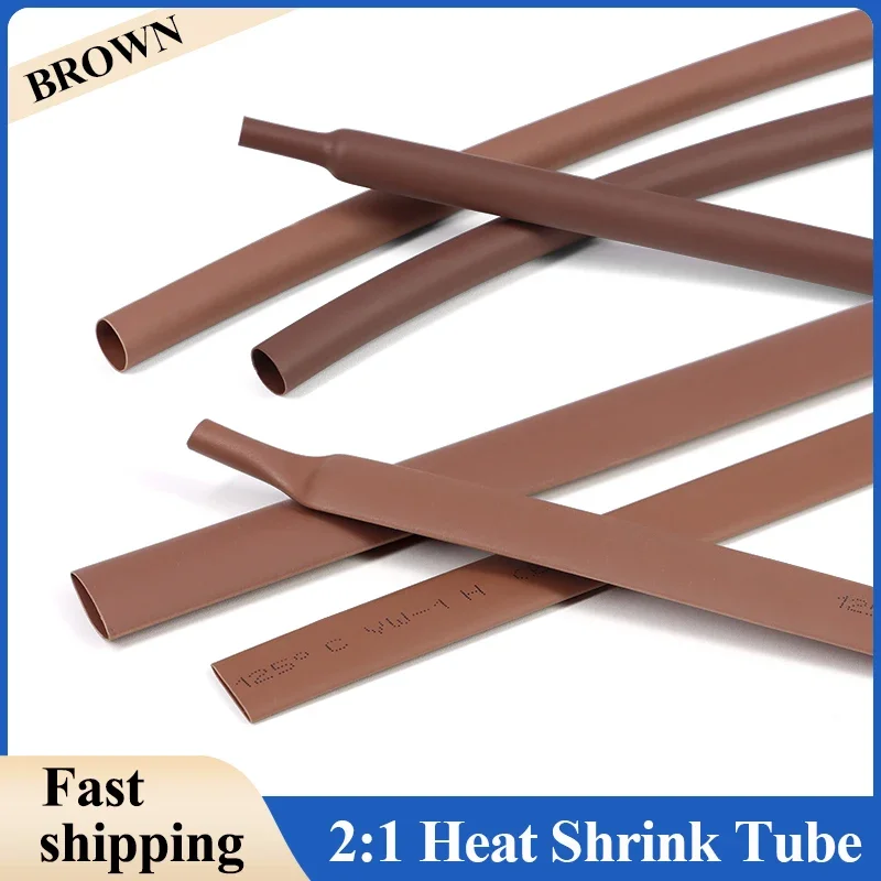 

2:1 Brown Heat Shrink Tubing Diameter 1 2 3 4 6 8 10 12 14 16 18 20 25 30 40 50mm Sleeving DIY Wrap Wire Repair Cable Protecctor