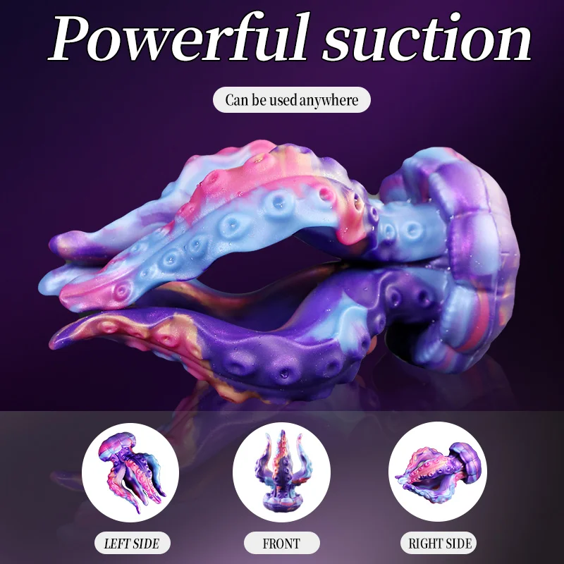 Factory Sales Luminous Tentacle Jellyfish Dildo Silicone Penis Dick Animal Monster Dildo Huge Butt PLug For Women Men Sex Shop - view 4