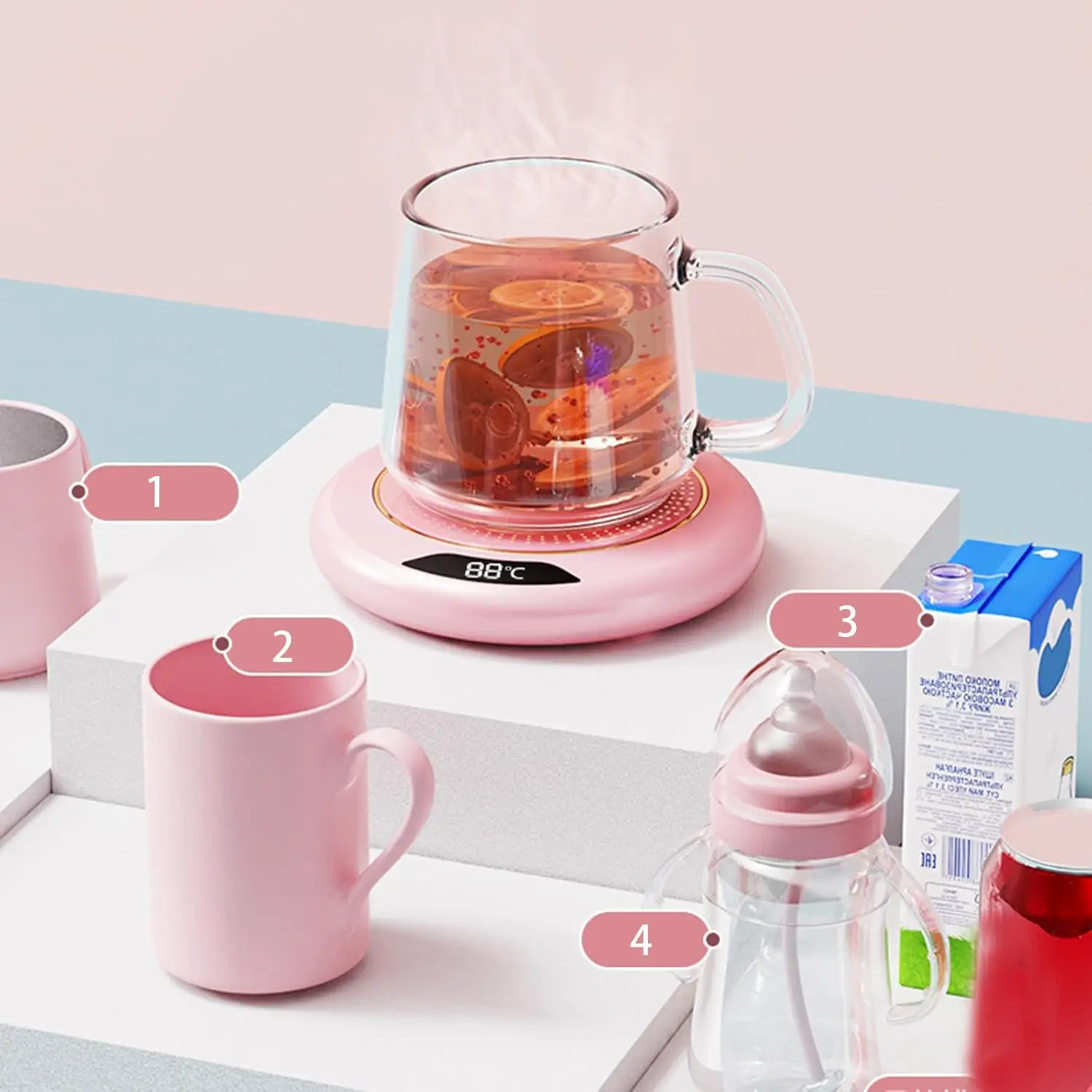 USB Cup Warmer Coffee Mug Mini Heating Coaster 3 Temperature Setting Thermostatic Hot Plate Milk Water Heating Pad Cup Heater