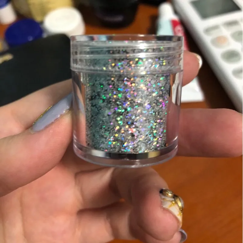 10G/Jar Holo Black Mix-Size Nail Flakes Tips Laser Flakes Sequins Nail Art Decorations,Manicure Sequins Glitter^&MA