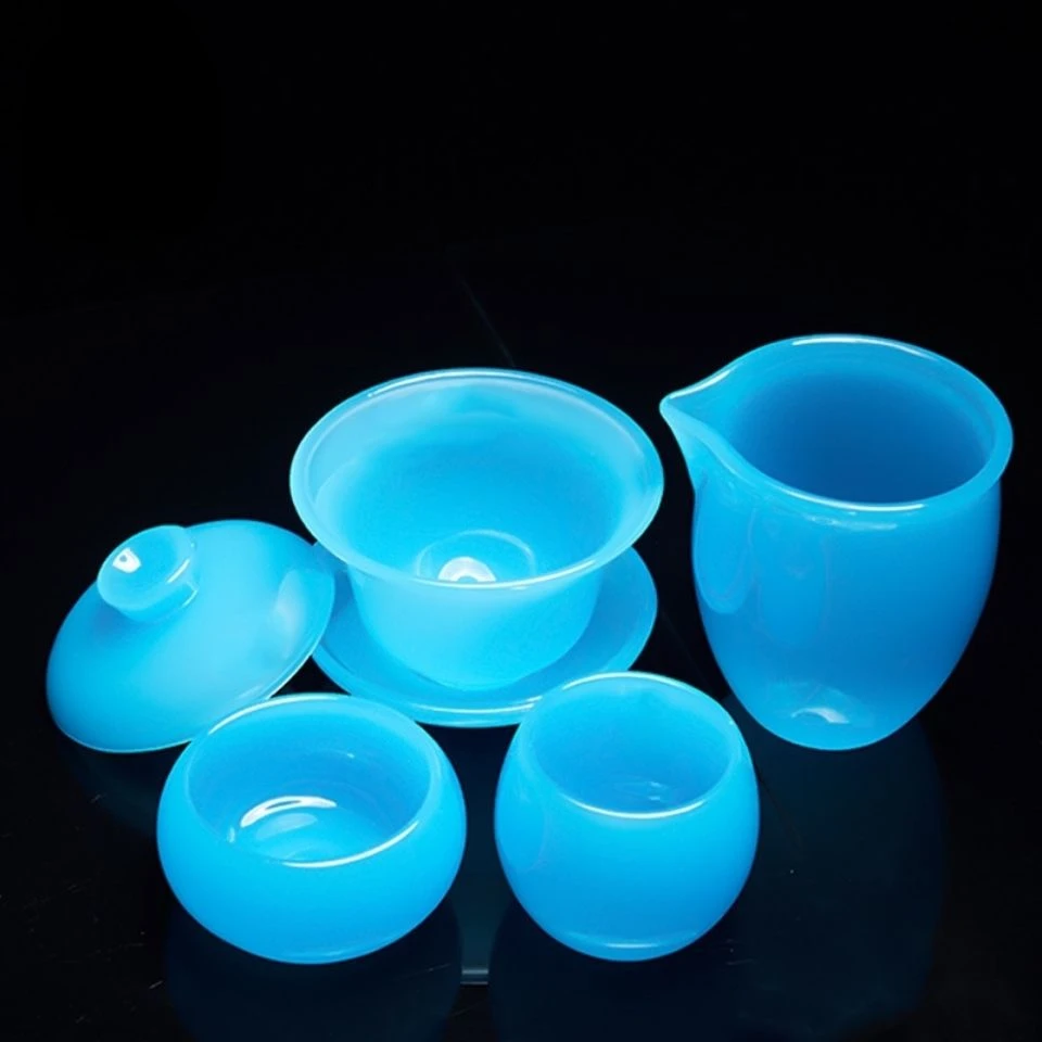 Ice Blue Jade Porcelain Tea Cup Master Cup Tea Tureen Tea Maker Coloured Glaze Teacup Chinese Kung Fu Tea Set