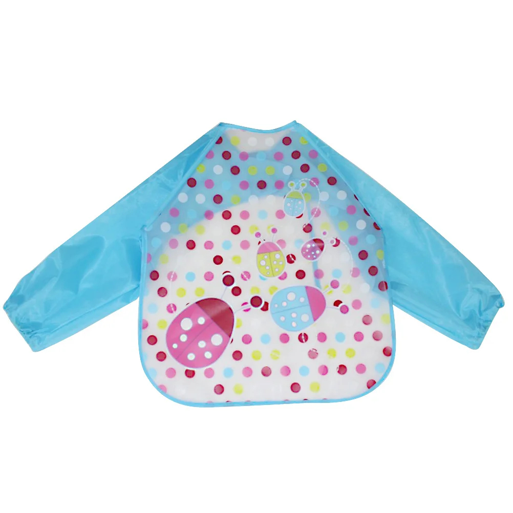 2Pcs Baby Waterproof Art Aprons Long Sleeve Cartoon Design Kids Painting Clothes Pink Sunflower Blue Reusable Easy Clean