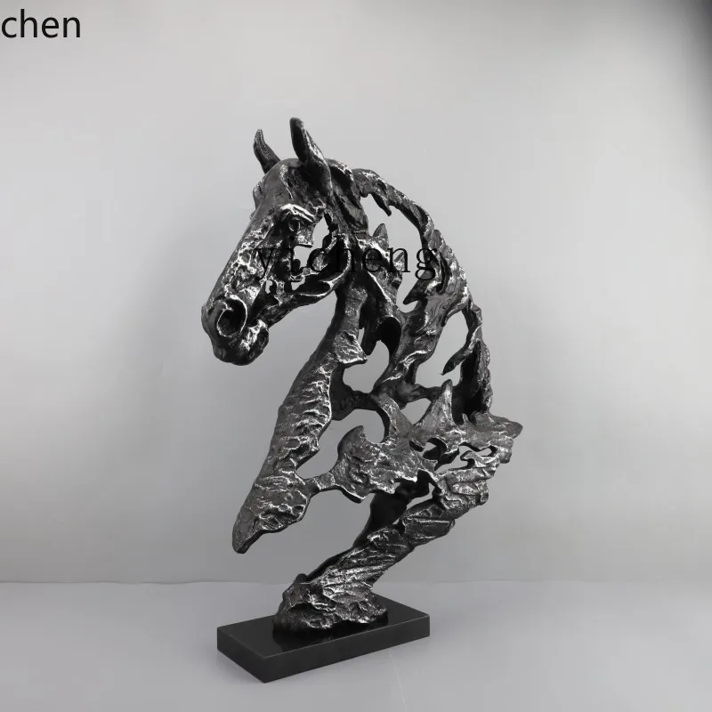 Metal Cast Iron Hollow Horse Ornament Living Room TV Cabinet Home Decoration Sculpture