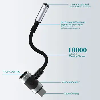 Adaptér 2 v 1 s USB C na 3,5mm sluchátka a nabíječkou, typ C na AUX mikrofonní konektor, s rychlonabíjecím šifrovacím adaptérem PD 100W. 8 nejlepší prodej Handsfree od Googlu Pixel - №6