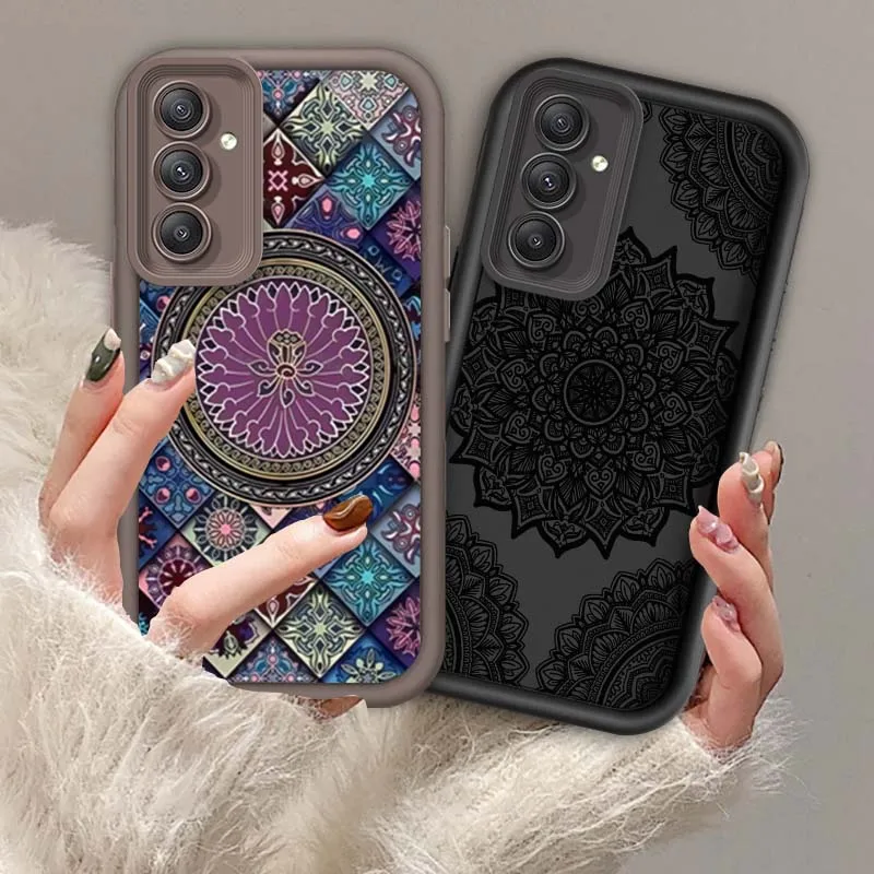 

Flower Art Retro Pattern For Samsung A73 A72 A56 A55 A54 A53 A35 A32 A25 A24 A23 A21s A14 A05 5G Eye Ladder Phone Case