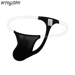 Ice Silk Male G-string Panties Men's Sexy Breathable Underpants U Pouch Men Thong Underwear Tanga Cueca Men Bikini T-back