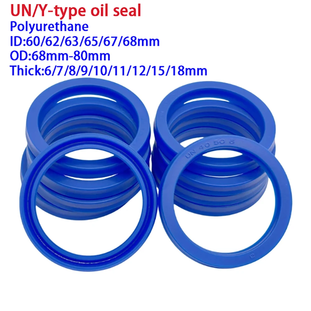 ID 60-68mm UN/Y Type Polyurethane Hydraulic Cylinder Oil Sealing Ring Shaft Hole General Sealing Ring Gasket Thick 6/8/10/12mm