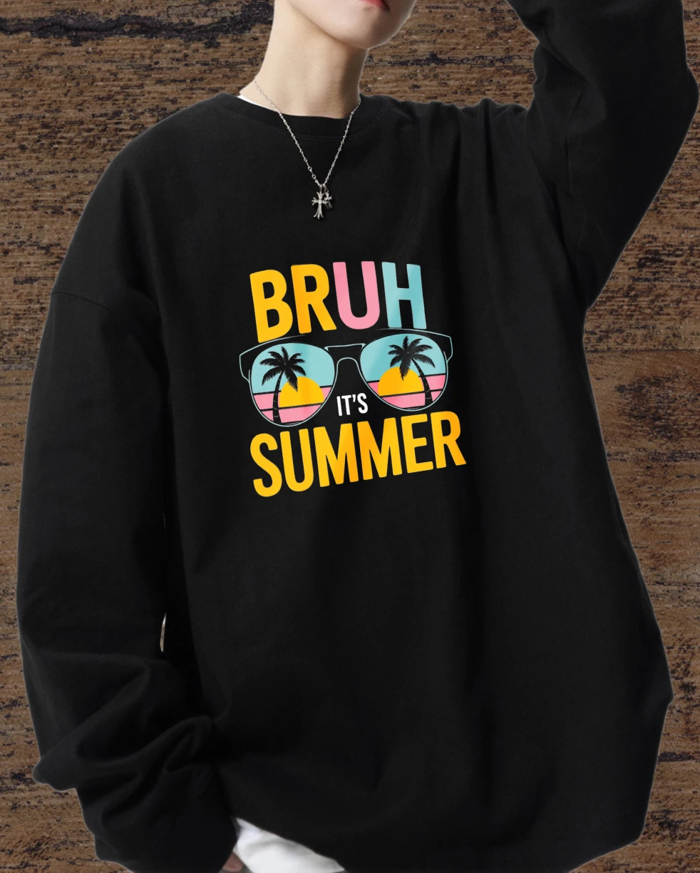 

T shirt for men autumn Aesthetic clothing essentials Long sleeves Graphic tee Bruh Summer Crewneck Men's clothing Printed tshirt