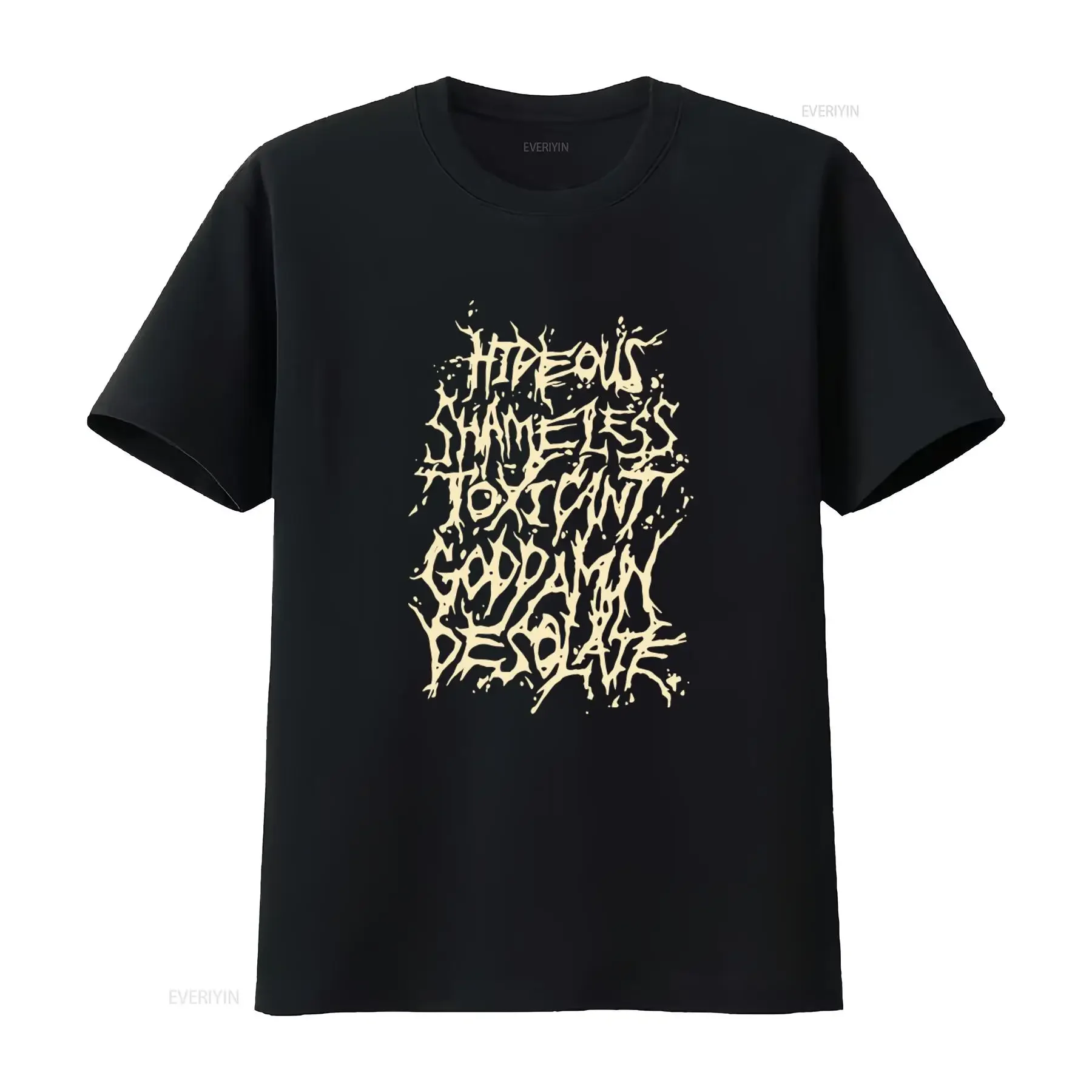 CATTLE DECAPITATION 'Alone At The Landfill' Gothic Text Print T Shirt for Men vintage Washed Slightly Soft streetwear Casual