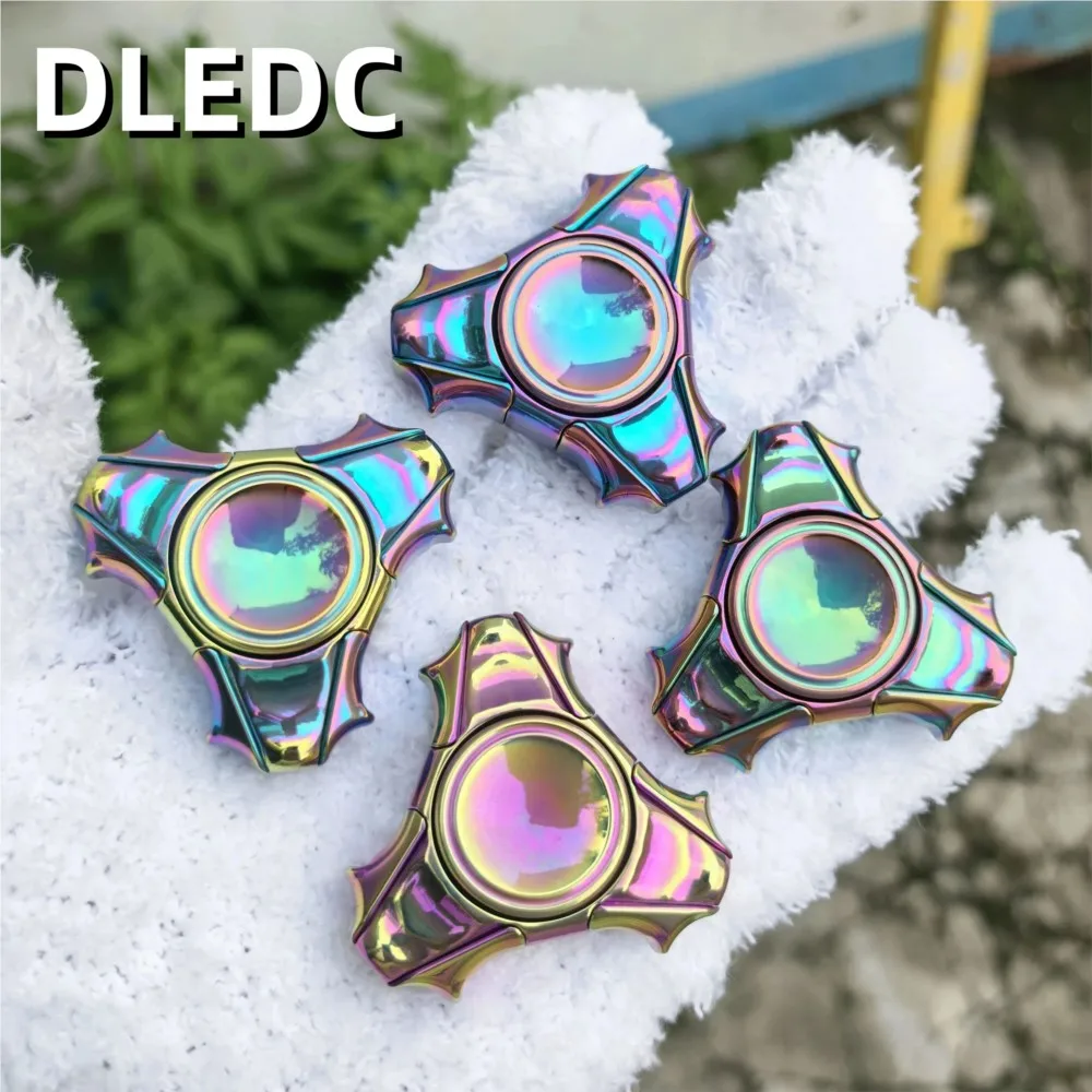 DLEDC 팡스 피젯 스피너 오픈 네일 자이로 티타늄 오리지널 디자인 불안 완화 기구 삼엽 피젯 스피너