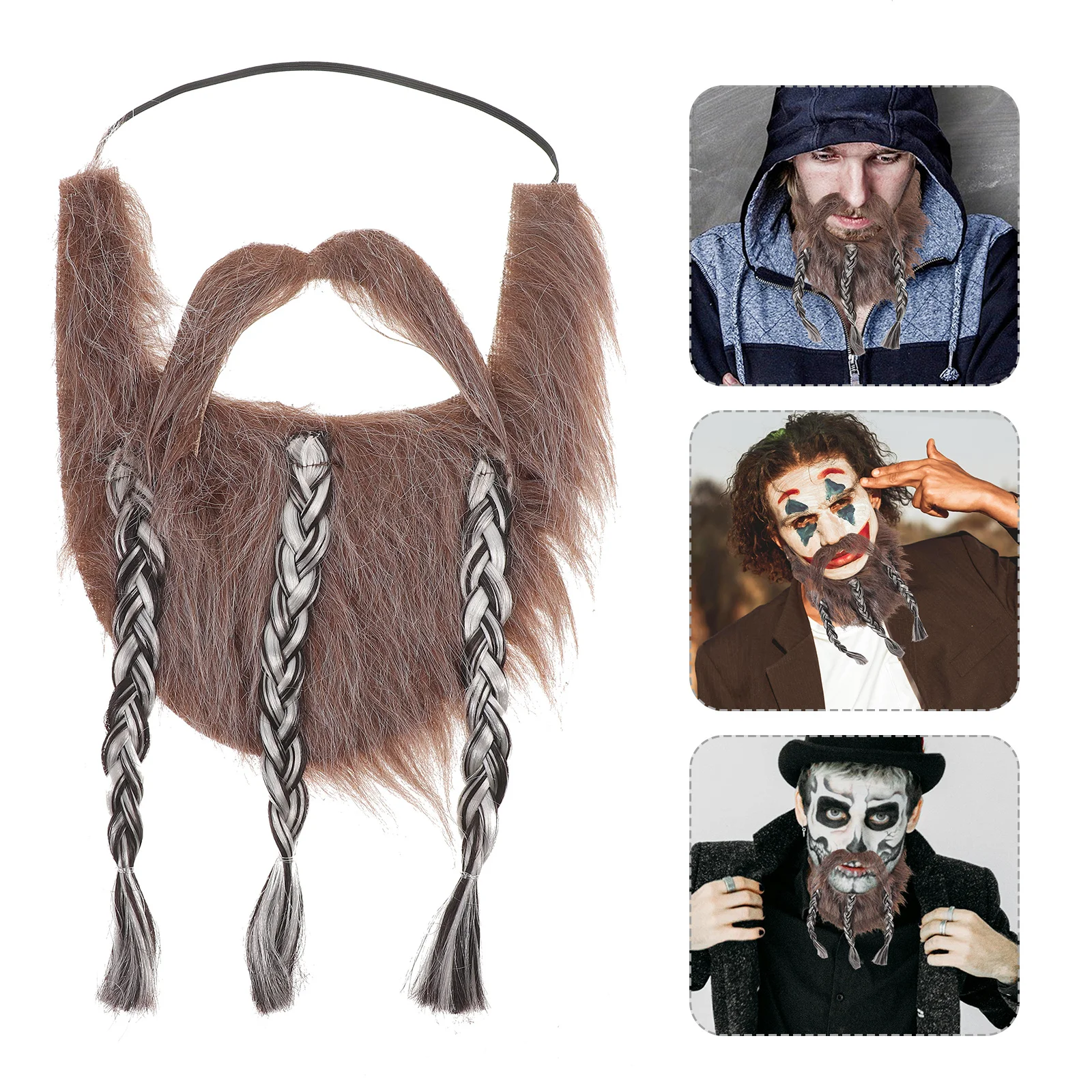1Set Cosplay Beard Fake Beard Prop Lightweight Cloth Halloween Party Costume Accessory Fake Mustache Party Supply