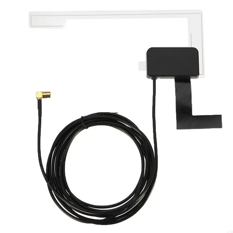 124B Universal DAB Digital Car Radio Antenna Patch Aerial SMB MCX Window Glass Adhesive Mount Built 5V Signal Booster 18dBi