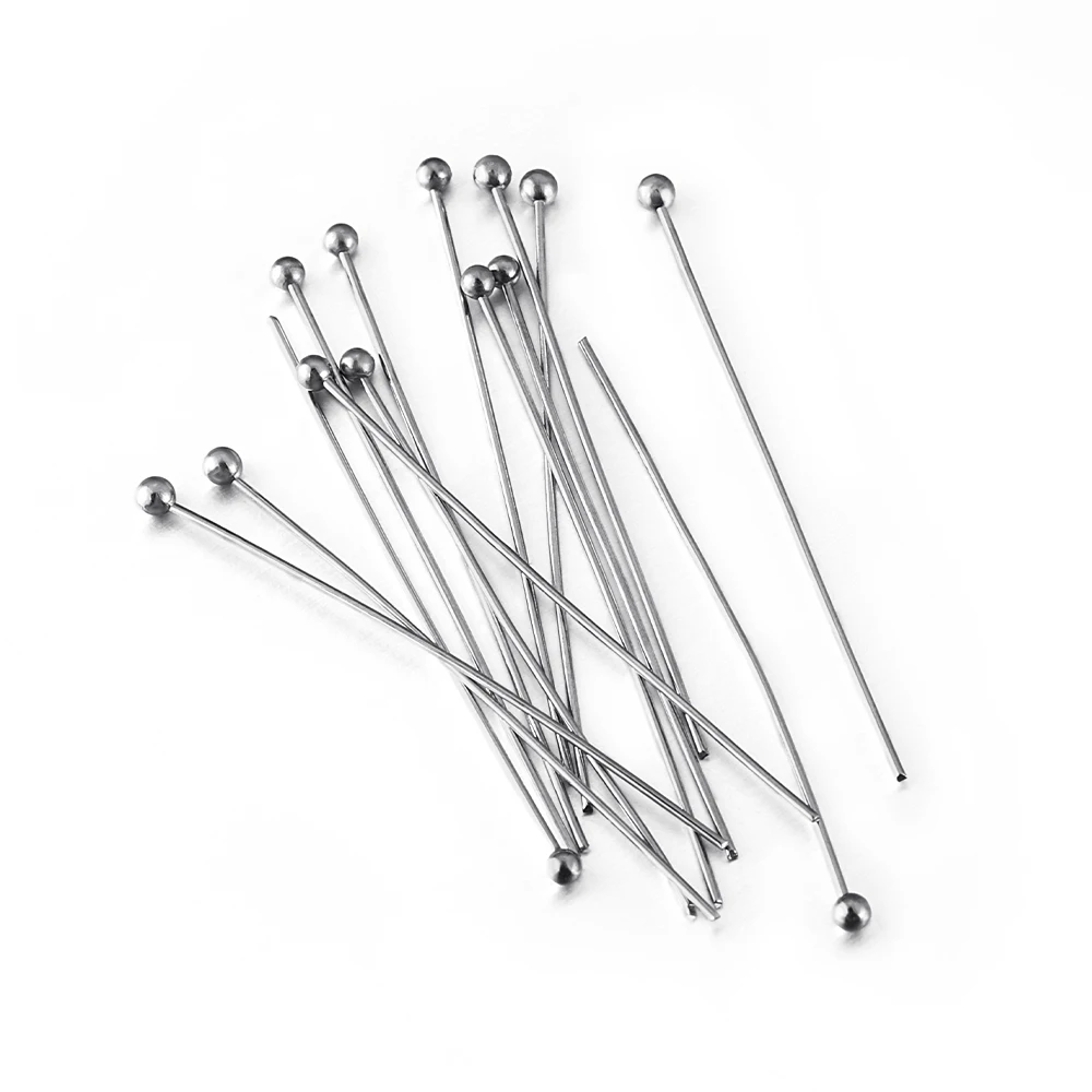 50Pcs/lot 12 14 16 20 25 30 35 40mm 304 Stainless Steel Gold Silver Plated Ball Head Pins Findings Jewelry Making DIY Craft Bead