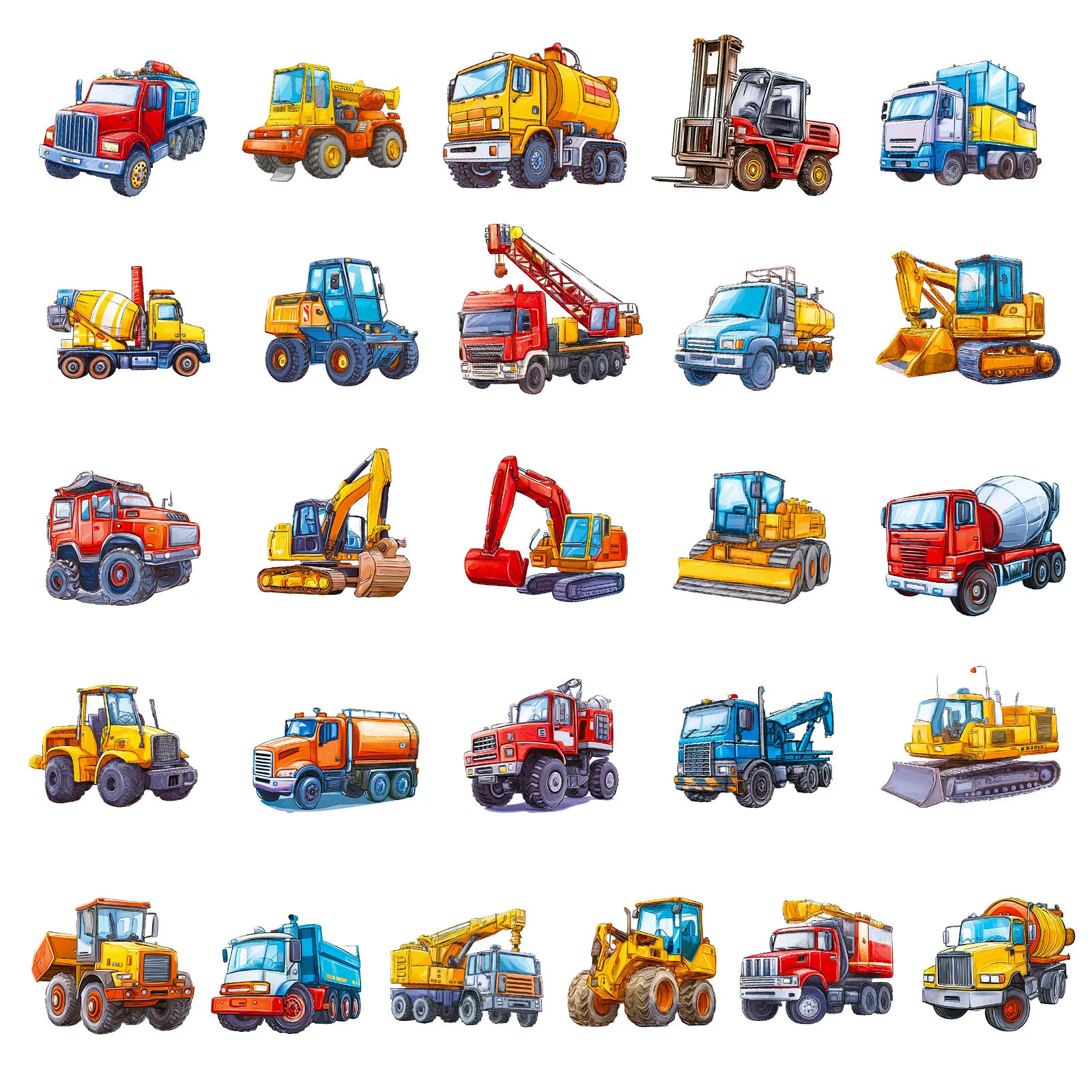 10/30/56PCS Cartoon Bau Engineering Fahrzeuge Aufkleber DIY Telefon Laptop Gepäck Skateboard Graffiti Aufkleber Spaß für Kind