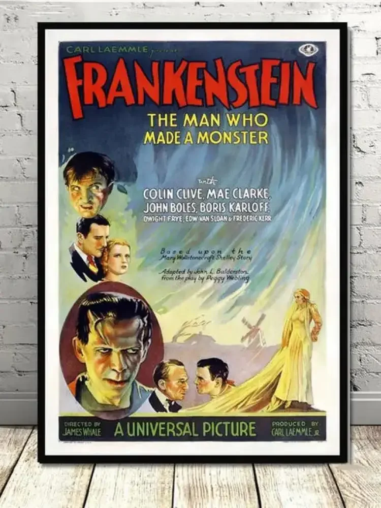 Vintage Frankenstein Universal Monsters Horror Artwork High Quality Print Art Canvas Poster Ideal for Living Room Decor