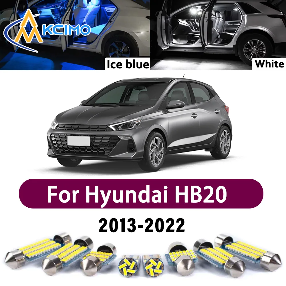 Kit de luces LED interiores CANBUS de alto lumen sin errores para Hyundai HB20 2013-2022, juego de bombillas para lectura, puerta del maletero y techo.