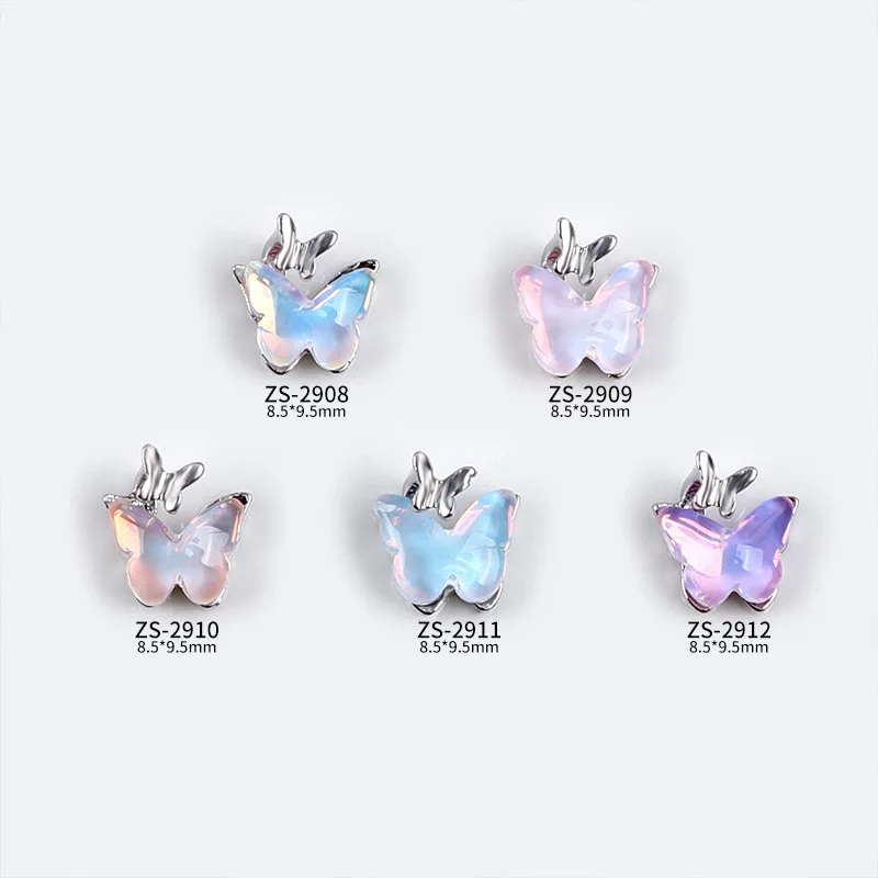 10PCS Luxury Alloy Butterfly Nail Art Rhinestones Charms Supplies Jewelry Parts Accessories For Nails Art Decoration Materials