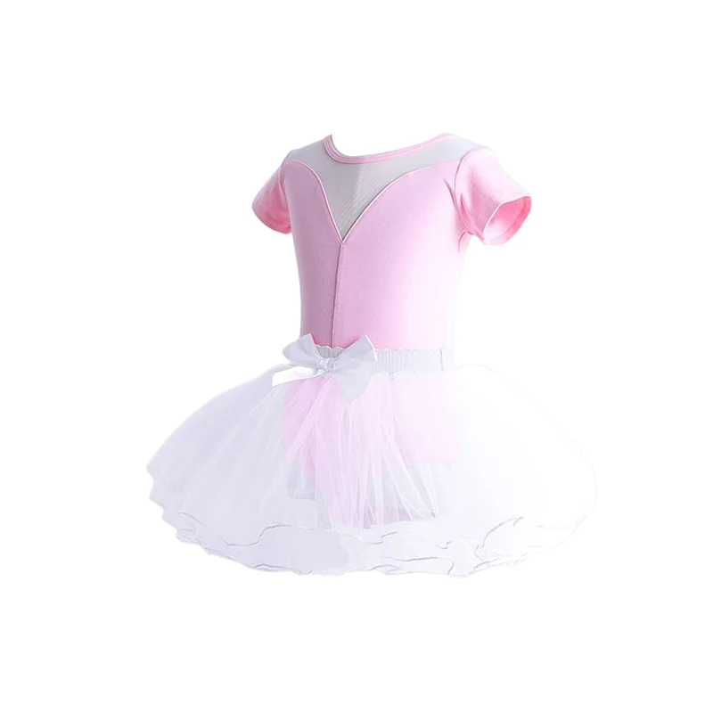 Ghildren Girl Dance Dress Open-crotch One-piece Suit Dance Dress for Girls Ballet Short Sleeve Sportswear 110-170cm