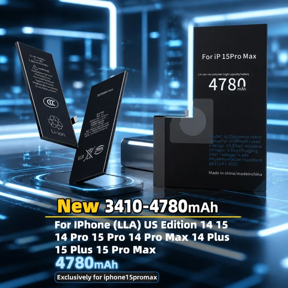 

Large Capacity New 3410-4780mAh Battery For IPhone（LLA) US Edition 14 15 14Pro 15Pro 14 ProMax 14Plus 15Plus 15 ProMax