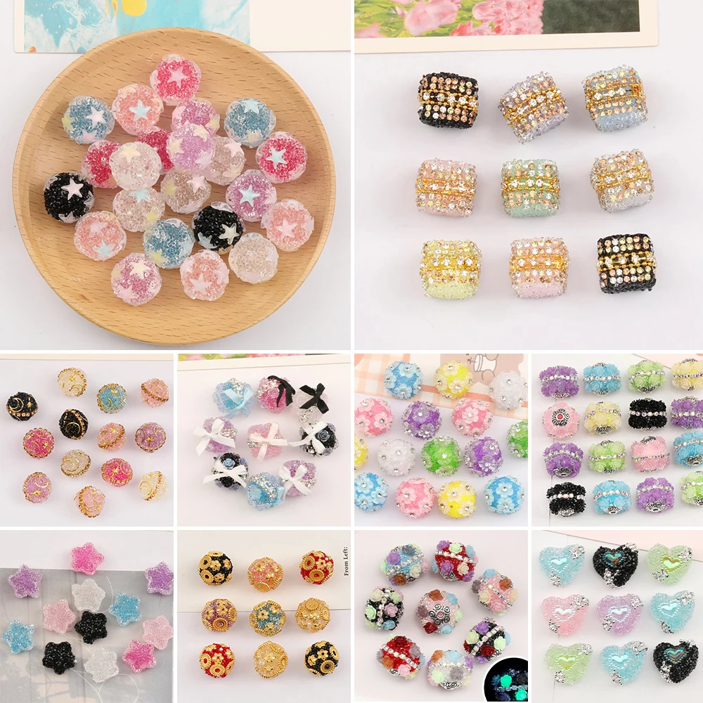 Cordial Design 50Pcs DIY Fancy Beads/Rhinestone Effect/Hand Made/Round Star Shape/Acrylic Bead/Jewelry Findings & Components