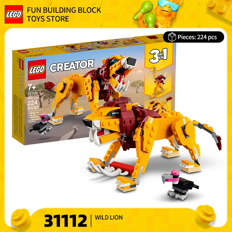 

Lego 3 в 1 серия 31112 31137 31159 40220 Детская игрушка-головоломка в виде дикого льва в подарок