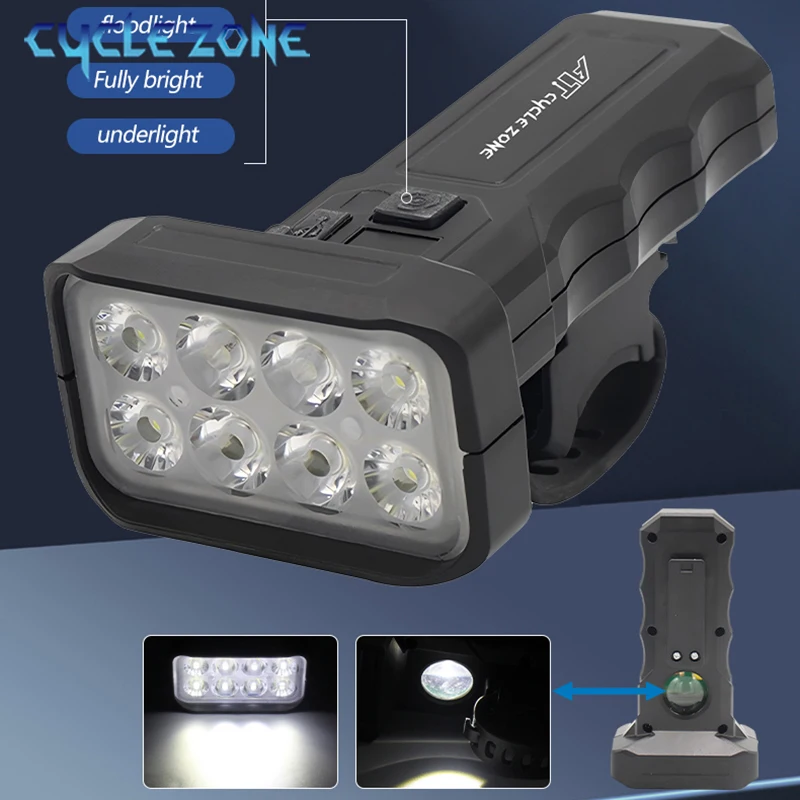 

8 LED Bike Front Light Type-C Charging 6 Lighting Modes MTB Road Bicycle Head lights Cycling High Lightness Headlight Flashlight