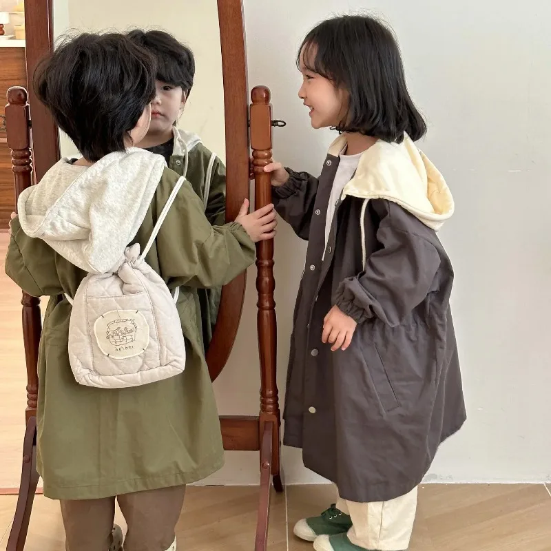 

New Baby Boy's Hooded Windbreaker 1-12Year Girl's Coat Children's Coats 2025 Autumn Winter