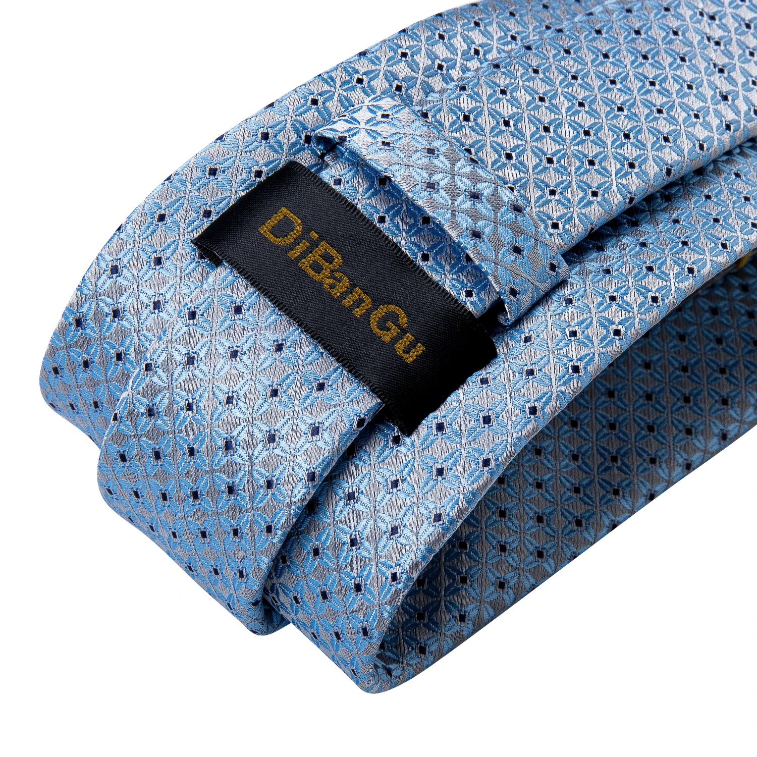 Luxury Blue Plaid Dot Silk Ties For Men Solid Wedding Accessories Neck Tie Handkerchief Cufflinks Set Gravatas Mens Gift DiBanGu
