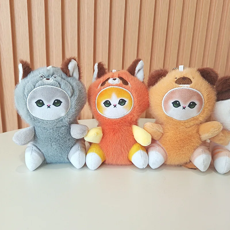 

13cm Mofusand Cute Long Tail Animal Plush Keychain Pendant Adorable Shark Cat Stuffed Toy Cartoon Bag Charm Ornament for Bags