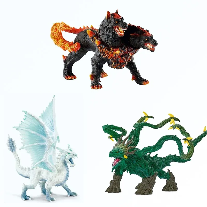 Animal Model Toy  Simulation Ice Breaker Dragon Ornament Tree Monster Desktop Decoration Cerberus Collectible Doll Birthday Gift