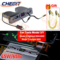 45W 65W For Tesla 2024-25 Model 3 / 25 Model Y,USB Shunt HUB Intelligent Docking Station Car Adapter Powered Splitter Extension