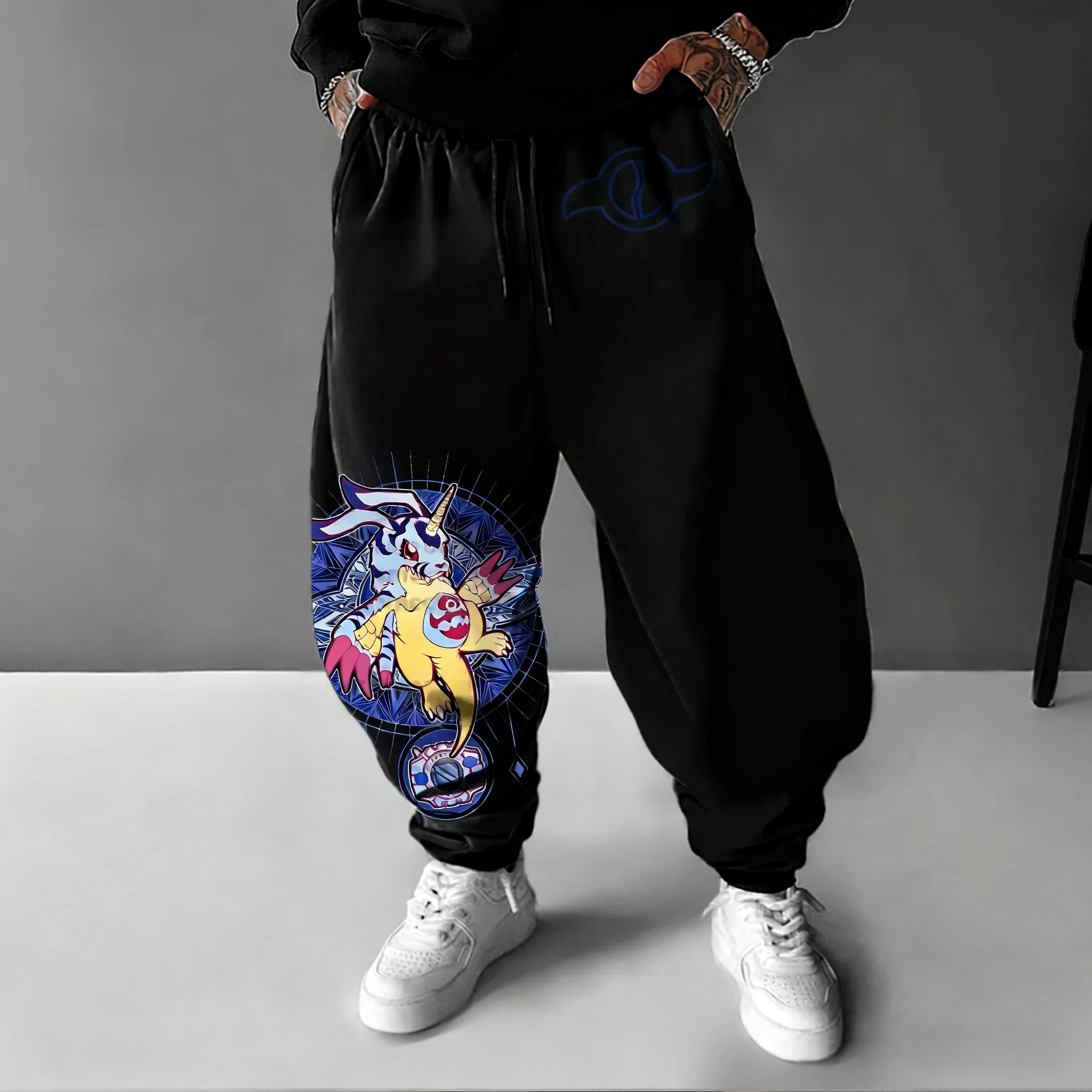 

Digimon Adventure Men's Sweetpants 2025 Autumn/Winter New Gabumon Anime Printed American Hip Hop Loose Casual Tapped Pants