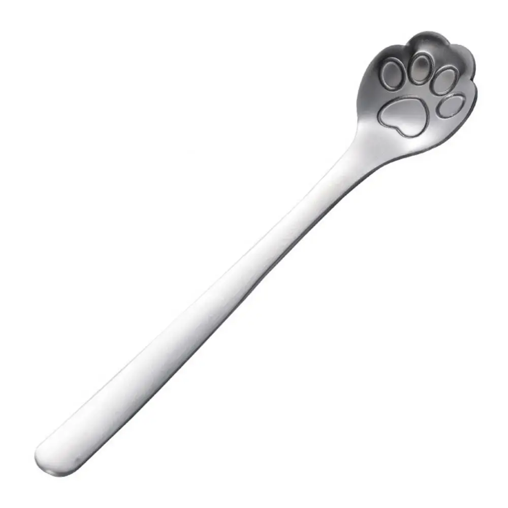 Spoons Spoon Stainless Steel Cute Creative Stirring Spoon Gold Dog Cat Paw Claw Hollow Tea Coffee Dessert Kitchen Tools