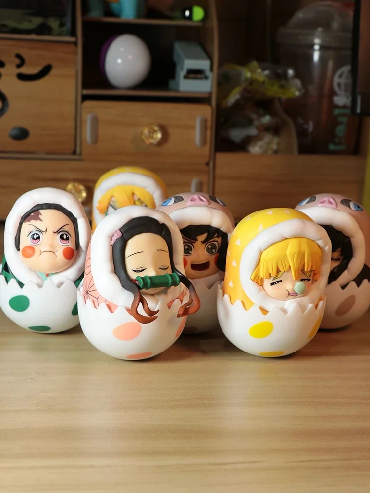 

Anime Demon Slayer Agatsuma Zenitsu Kamado Tanjirou Sleep Tumbler Playing Daruma Doll Table Decor Desktop Ornament Xmas Gifts